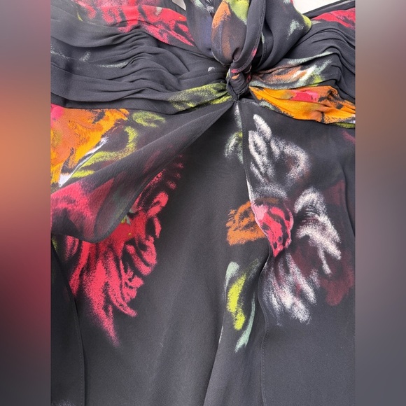 Donna Ricco Silk Sleeveless Floral Dress Front Bow Chiffon 10 Fairy Whimsigoth - Picture 4 of 13